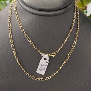 14K Two-Tone Gold Figaro Chain